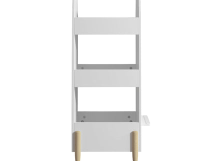 Bear Shaped Bookshelf With Chalkboard Side, 3 Tier Storage Organizer For Playroom - White