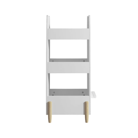 Bear Shaped Bookshelf With Chalkboard Side, 3 Tier Storage Organizer For Playroom - White
