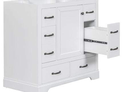 Modern Bathroom Vanity Base Only, 6 Drawer Storage With Adjustable Shelf