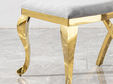 Gorgeous Streamlined High Back Fabric Stainless Steel Dining Chair (Set of 2) - Gold / Gray