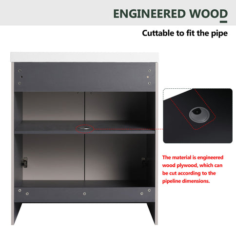 Contemporary Freestanding Bathroom Vanity With Resin Sink & Soft-Close Cabinet Doors