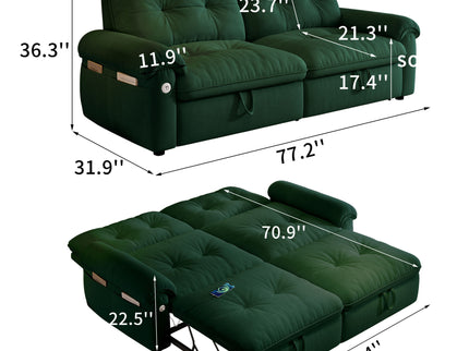 Cloud Like Convertible Sofa Bed For Living Rooms - Green