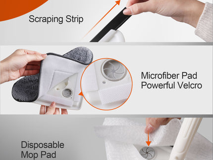 Effortless Wall Cleaning Mop With Disposable Pads, Versatile Triangle Design - White