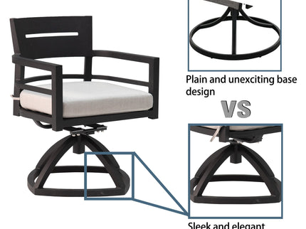 Outdoor Modern Dining Set, Chairs Sunbrella Cushioned And Dining Table With Umbrella Hole