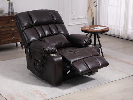 Lift Chair With Heat & Massage, 2 Pockets, 2 Cup Holders, Dual Remote - Wine Red