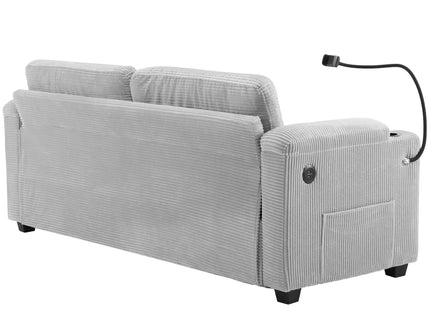 Sleeper Sofa Loveseat Sofa With Full Size Mattress, 2 USB Ports, 2 Cup Holders, 2 Side Pockets And Phone Holder