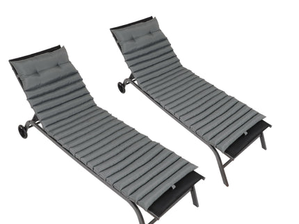 2 Piece Outdoor Chaise Lounge Chair Cushion Set