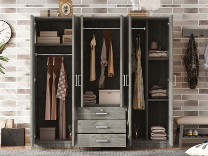 6 Doors Wardrobe Storage For Bedroom, With Big Drawers