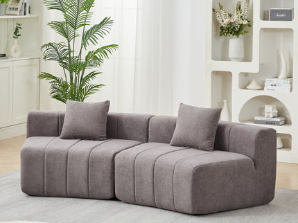 Curved Sectional Sofa With 2 Pillows For Living Room - Gray