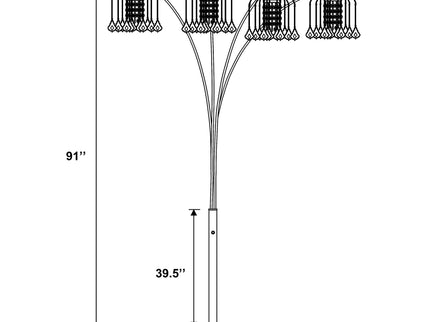 Marcos - Hanging Crystal Arc Tree Floor Lamp With Sculptural Frame - Black