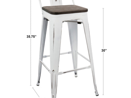 Oregon - Industrial Low Back Barstool (Set of 2) - Black