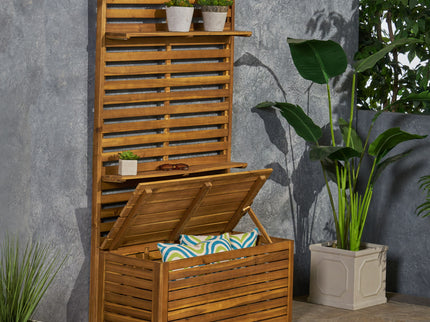 Storage Bench With Rack - Teak