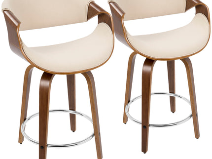 Curvini - Mid Century Modern Counter Stool (Set of 2)