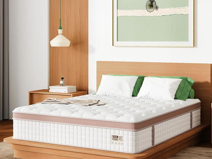 12" Firm Hybrid Mattress, Gel Memory Foam & Pocket Springs, Pressure Relief, Motion Isolation, Ergonomic Bed - White - King