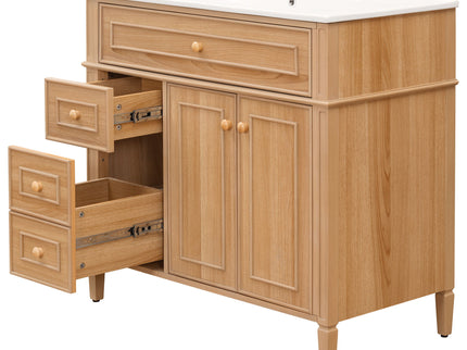 Bathroom Vanity With Sink, 3 Drawers & 2 Doors