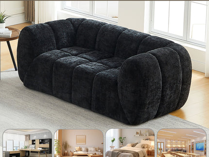 Quilted Cloud Sofa With Rounded Armrests And Piano Key Backrest Design