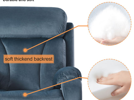 Power Lift Chair Recliner With Remote Control, Electric Reclining Sofa, Fabric Power Recliner For Living Room - Navy Blue