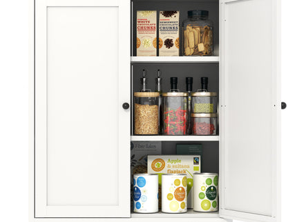 Pantry Cabinet With Adjustable Shelves Freestanding Kitchen Storage Organizer - White