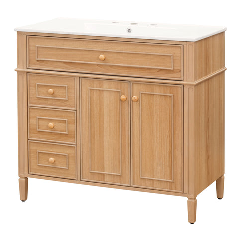 Bathroom Vanity With Sink, 3 Drawers & 2 Doors
