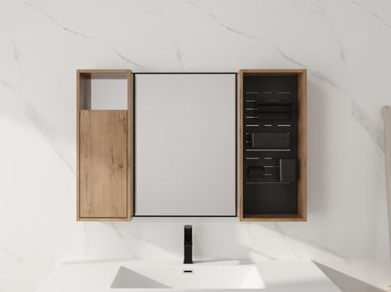 41.6" Wall Mounted Bathroom Cabinet With Soft Close Door, Storage Cabinet Featuring - Imitative Oak