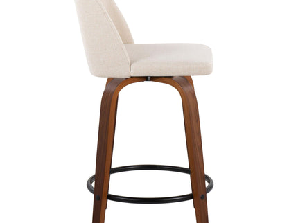 Toriano - Mid Century Modern, Fixed Height Counter Stool & Swivel And Round Footrest (Set of 2)