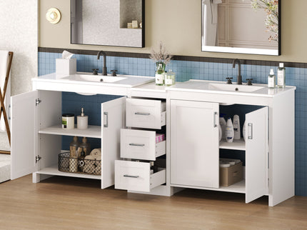 Double Sink Bathroom Vanity With Quartz Countertop