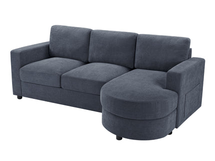 Modern L-Shaped Sectional Sofa With Curved Chaise, USB Ports, And Side Storage Pockets