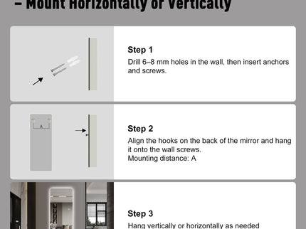 Wall Mounted LED Full Length Mirror