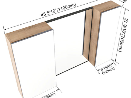 43.3" Wall Mounted Bathroom Cabinet With Adjustable Shelves, Door Storage Cabinet - Imitative Oak