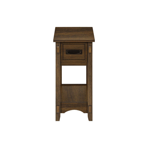 Accent End Table, 2 Tier, Narrow, Storage Drawer, Transitional - Walnut