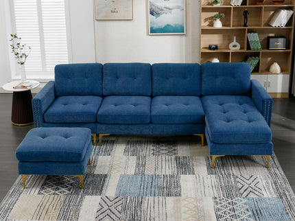 Modern L - Shape Convertible Sectional Sofa With Movable Ottoman