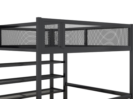 Loft Bed With 4 Tier Shelves And Storage
