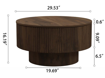 Modern Circular Coffee Table With Stripe Design And Storage Space