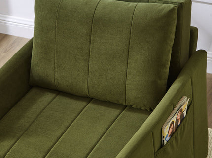 Upholstered Convertible Sleeper Sofa With 5 Position Backrest, Side Pockets, Storage