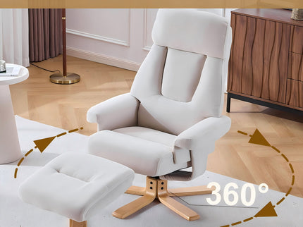 Upholstered Heated Massage 360° Swivel Accent Chair With Ottoman