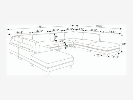 Modern Modular Sectional With Adjustable Back Support
