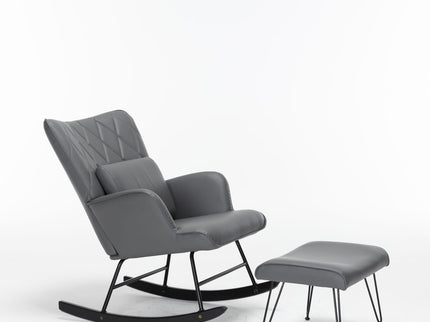 Rocking Accent Chair With Lumbar Pillow And Ottoman