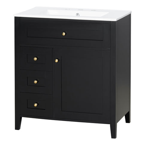 Modern Bathroom Vanity With Sink, 3 Drawers And Adjustable Shelf