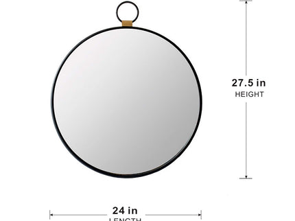 Wall Mirror With Frame, Contemporary Minimalist Accent Mirror For Living Room, Foyer, Entryway, Bedroom - Black
