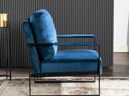Classic Mid Century Modern Accent Chair With Durable Square Metal Frame, Armchair
