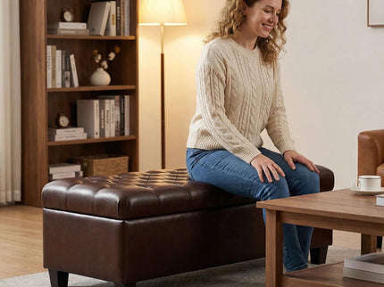Storage Ottoman Bench With Safety Hinges