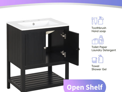 Modern Bathroom Vanity With Sink And Open Shelf