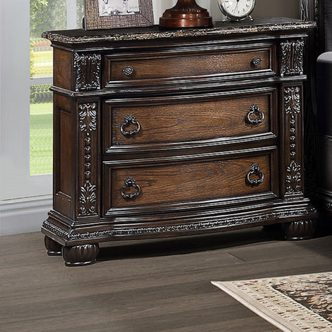 3 Drawers Nightstand - Brown / Cherry