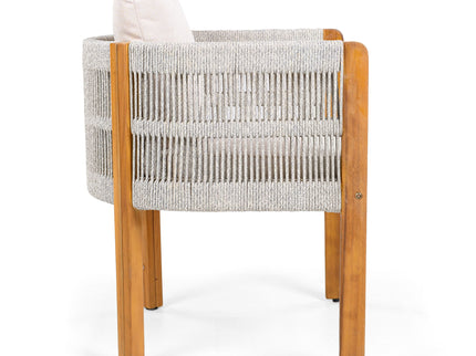 Outdoor Dining Chairs & Rope Handles (Set of 2) - Beige / Teak