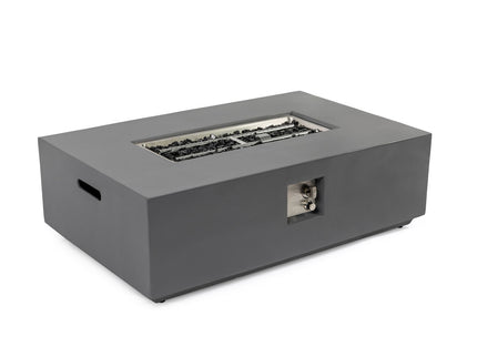 Volon - Rectangular Fire Pit Table, Propane Powered, 50,000 BTU - Light Gray