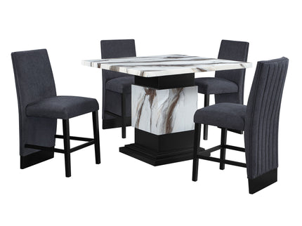 Sammi - Bar Table With And Pedestal Base - Black / White Print