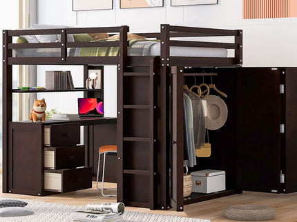 Loft Bed With Drawers, Desk, And Wardrobe