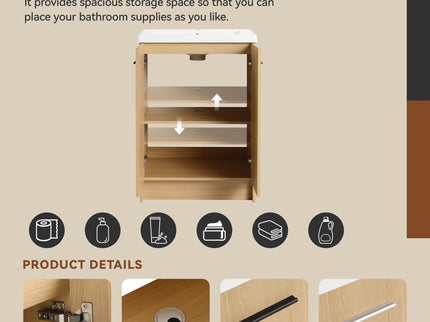 Floating Bathroom Vanity With Sink, Wall Mounted Double Door Storage