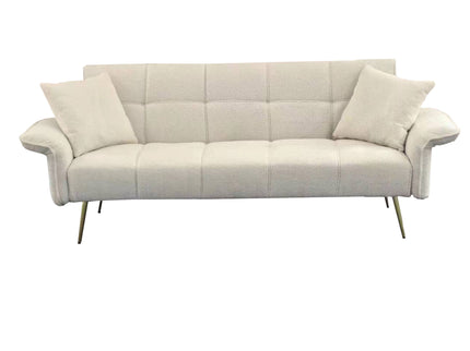 Convertible Double Futon Sofa Bed With Folding Armrests For Living Rooms