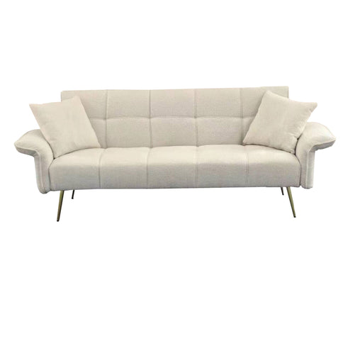 Convertible Double Futon Sofa Bed With Folding Armrests For Living Rooms